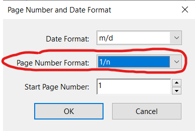 Page Number Format