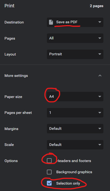 Print Options